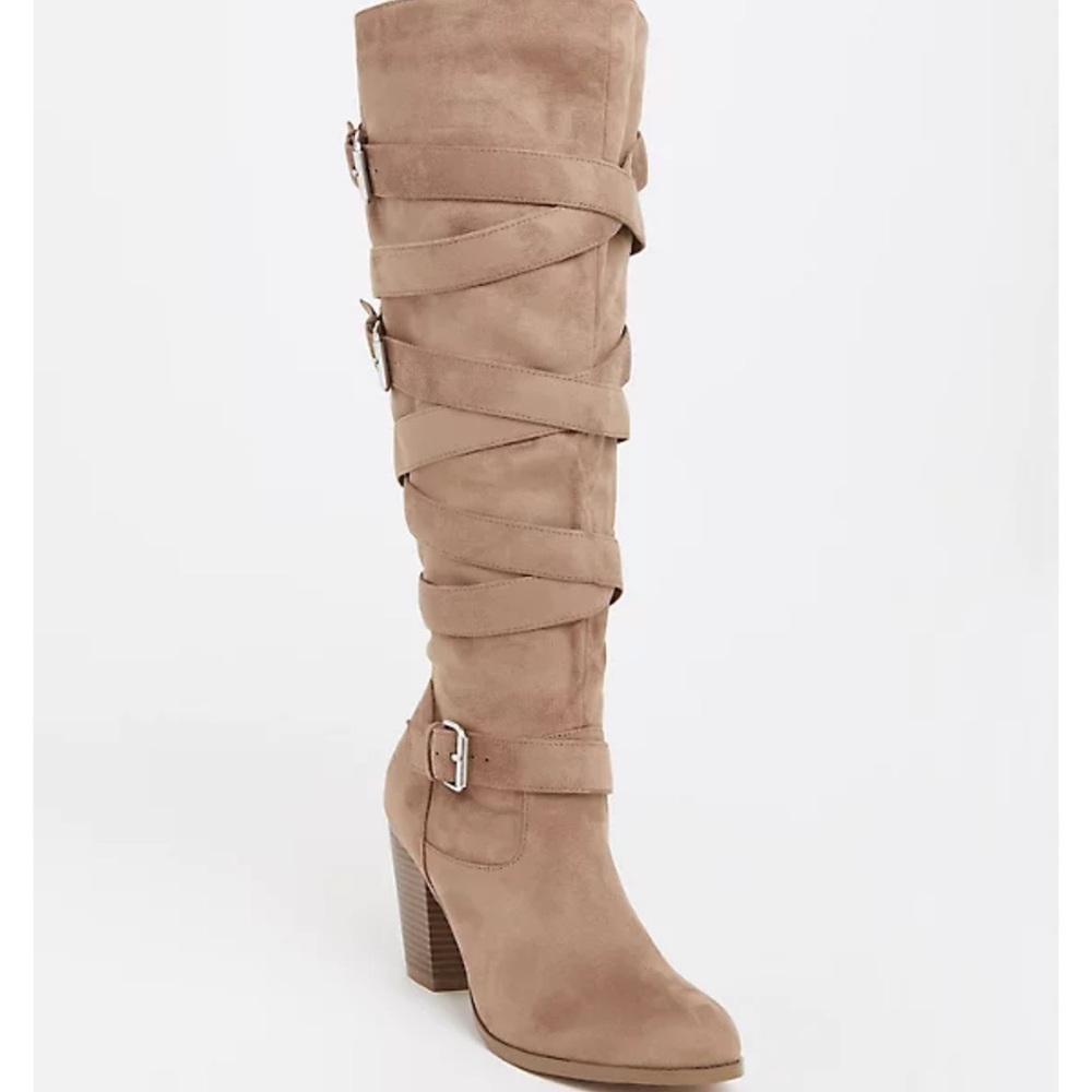 Tan Strappy High Heel Boot WW